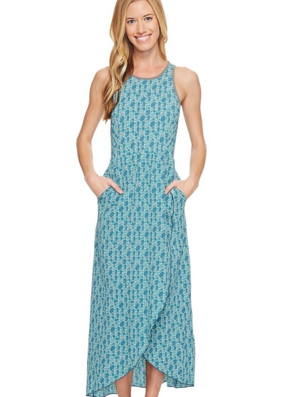 Toad & Co Sunkissed Maxi Dress in turquoise  geometric print Sz S